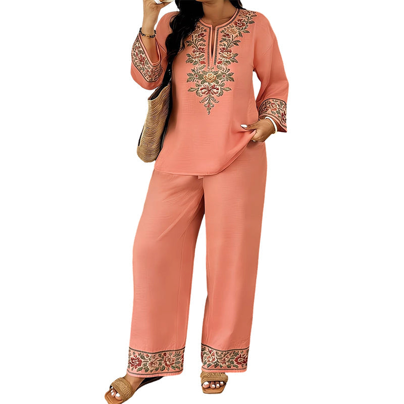 📢📢50% OFF !! ⏰ Women's Long Sleeve Blouse & Wide-Leg Trousers Set – Flowy, elegant & lightweight – perfect for work, brunch or travel – chic 2-piece style 🌸