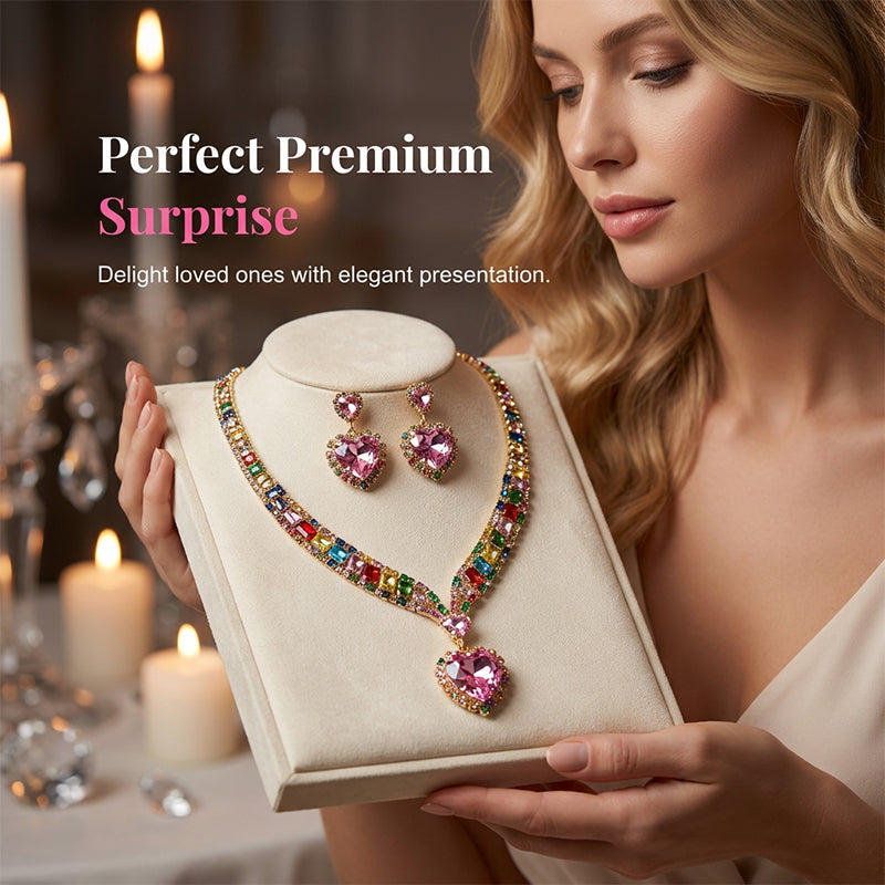 💎 40% OFF! ✨ Sparkling Heart Jewelry Set – Necklace & Earrings, Elegant, Lightweight 💖