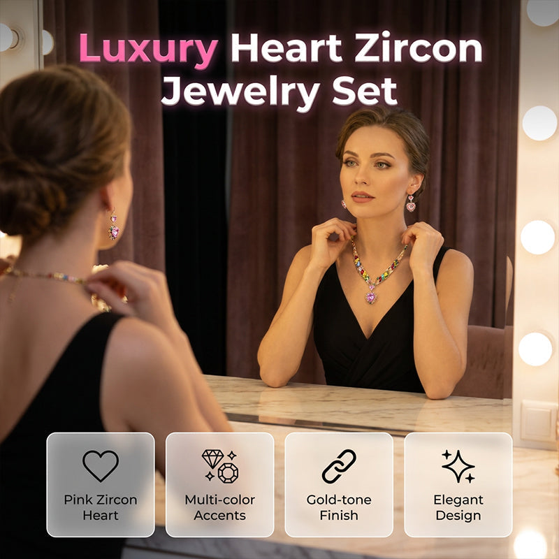 💎 40% OFF! ✨ Sparkling Heart Jewelry Set – Necklace & Earrings, Elegant, Lightweight 💖