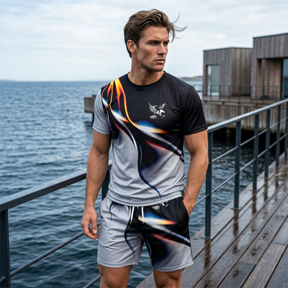 👕40% OFF!🍃Men's Abstract Print T-Shirt and Shorts Set