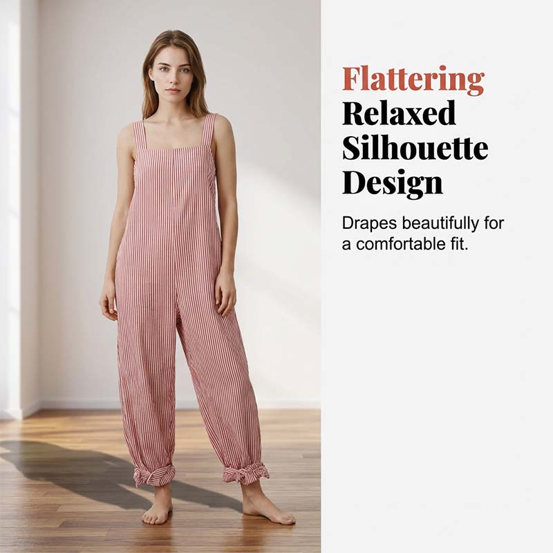 📢📢50% OFF !! ⏰Women's Casual Striped Spaghetti Strap Jumpsuit