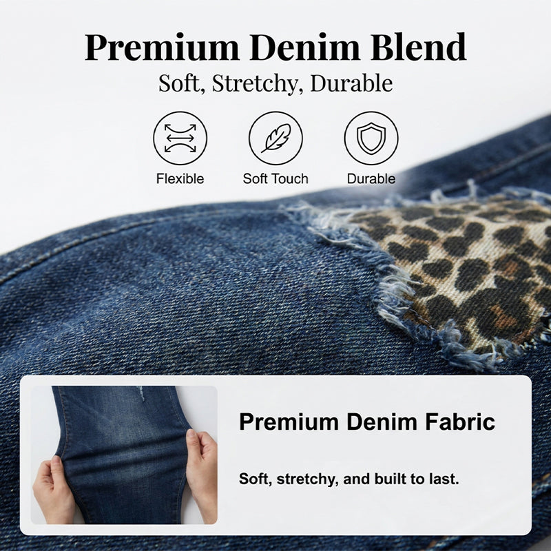 🔥While Supplies Last 40% OFF!🎉 Women's Leopard Patch Ripped Skinny Jeans