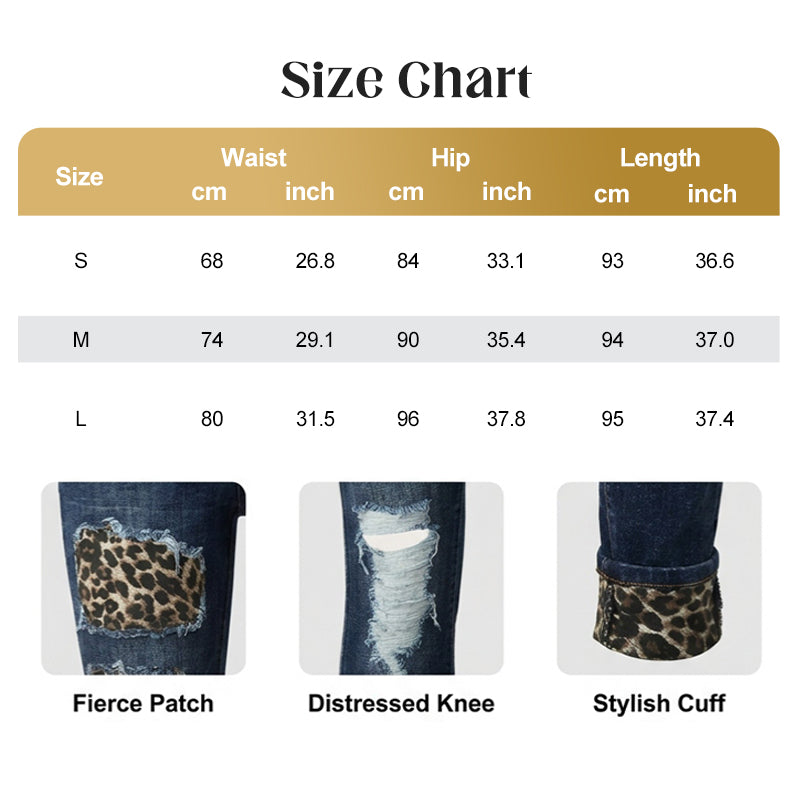 🔥While Supplies Last 40% OFF!🎉 Women's Leopard Patch Ripped Skinny Jeans