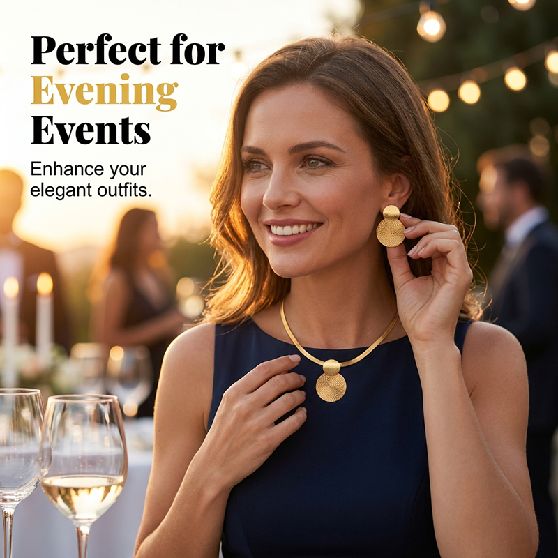 🎁2026 New Arrivals 60% OFF💥Modern Chic Necklace & Earring Set – Gold finish, geometric design & lightweight – perfect for daily elegance or gifting – includes matching pieces for a polished look 💫