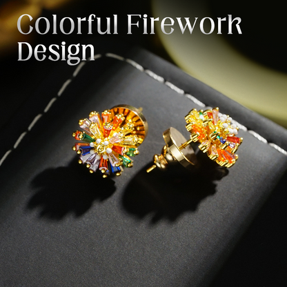 🎉While Supplies Last 50% OFF!🎁 Colorful Firework Stud Earrings – Cubic Zirconia, 18K Plated, Festive 🎆