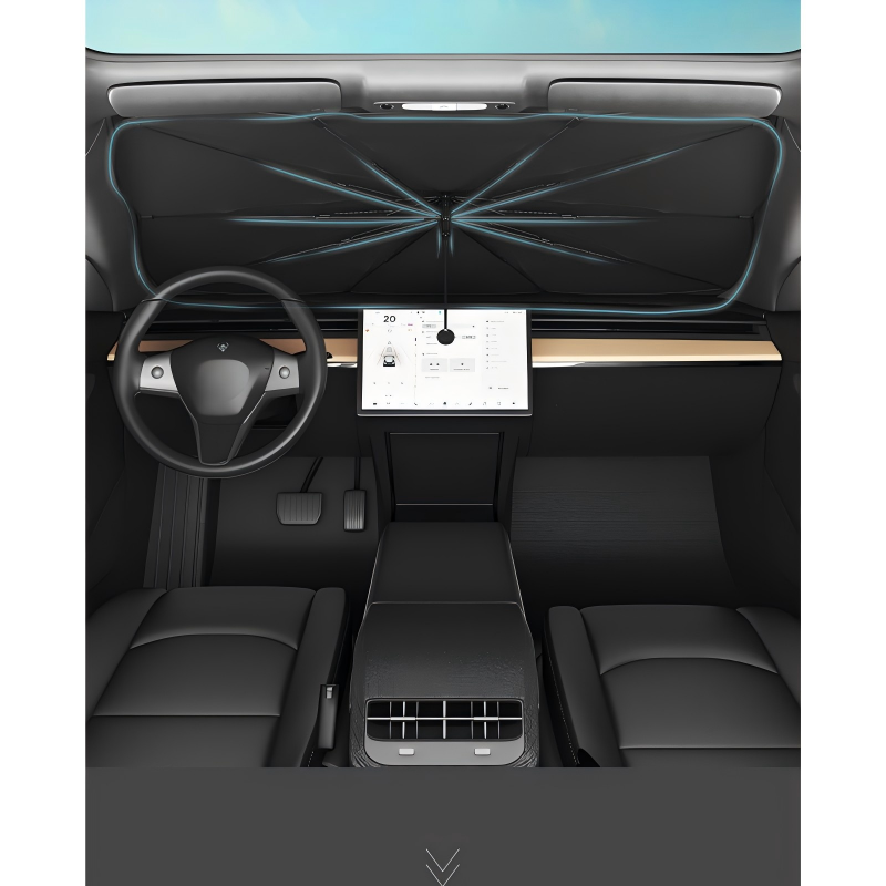 Exclusive 50% OFF | Bendable Car Windshield Sunshade Umbrella | 360° Flexible Rod for Large Screens | Nano Titanium Silver Heat Reflection & 10-Rib Alloy Frame✨