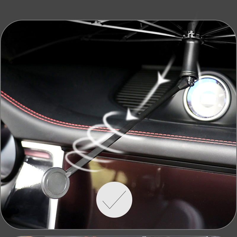 Exclusive 50% OFF | Bendable Car Windshield Sunshade Umbrella | 360° Flexible Rod for Large Screens | Nano Titanium Silver Heat Reflection & 10-Rib Alloy Frame✨