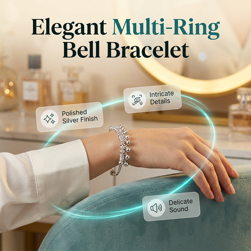 🏆LAST DAY SALE 50% OFF🔥Adjustable Silver Bell Charm Bangle Bracelet
