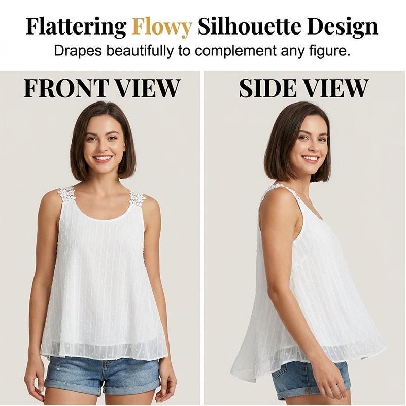 👚 50% OFF NOW! ⏰ Elegant Dot Lace Strap Tank Top – Soft & breathable – Delicate lace straps, flattering fit – perfect for layering or summer chic 🌸