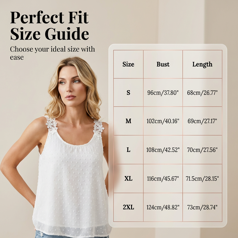 👚 50% OFF NOW! ⏰ Elegant Dot Lace Strap Tank Top – Soft & breathable – Delicate lace straps, flattering fit – perfect for layering or summer chic 🌸