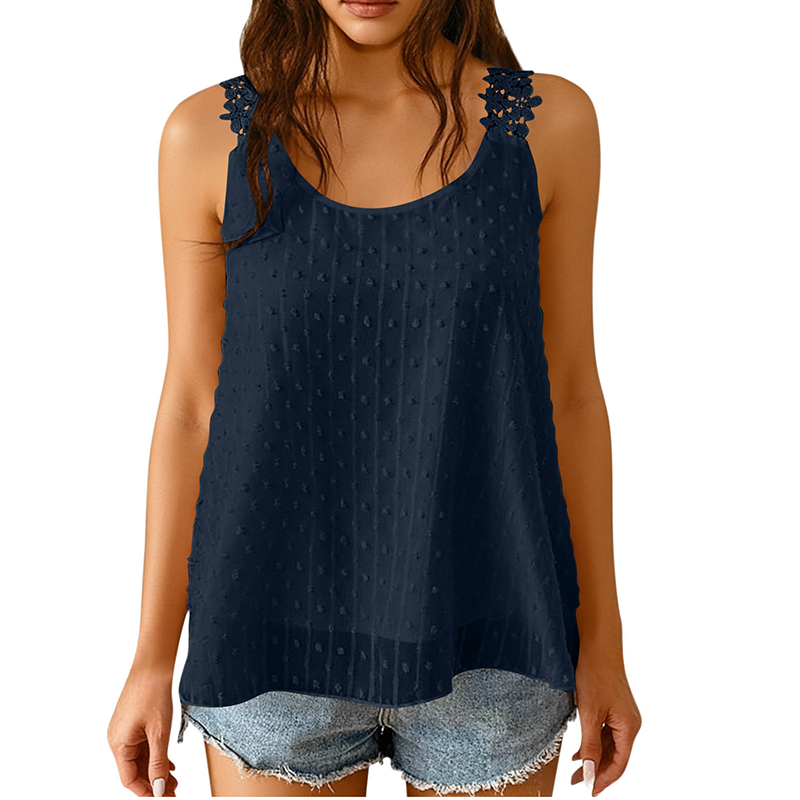 👚 50% OFF NOW! ⏰ Elegant Dot Lace Strap Tank Top – Soft & breathable – Delicate lace straps, flattering fit – perfect for layering or summer chic 🌸