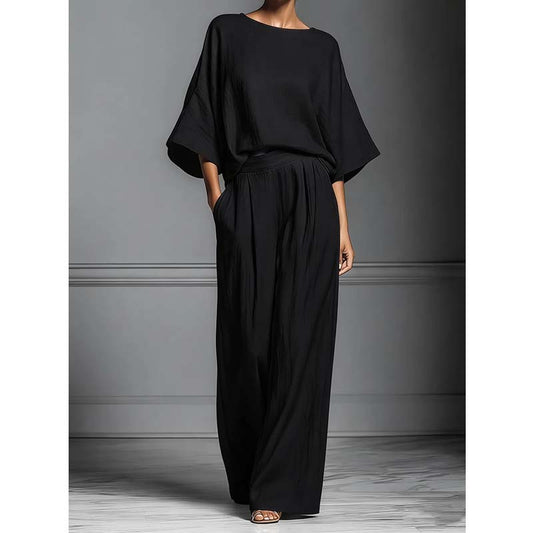 🌸 50% OFF NOW! 🌸Women's Two-Piece Loose Fit Top and Wide-Leg Pants Set