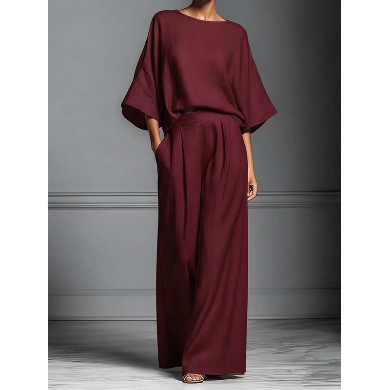 🌸 50% OFF NOW! 🌸Women's Two-Piece Loose Fit Top and Wide-Leg Pants Set