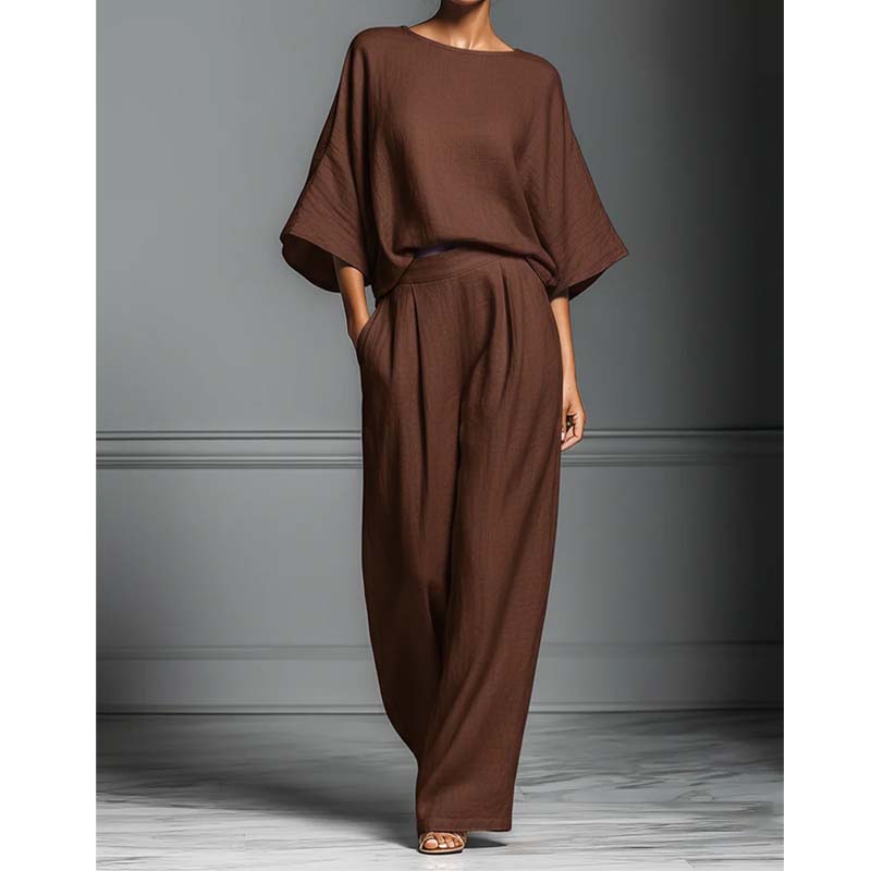 🌸 50% OFF NOW! 🌸Women's Two-Piece Loose Fit Top and Wide-Leg Pants Set