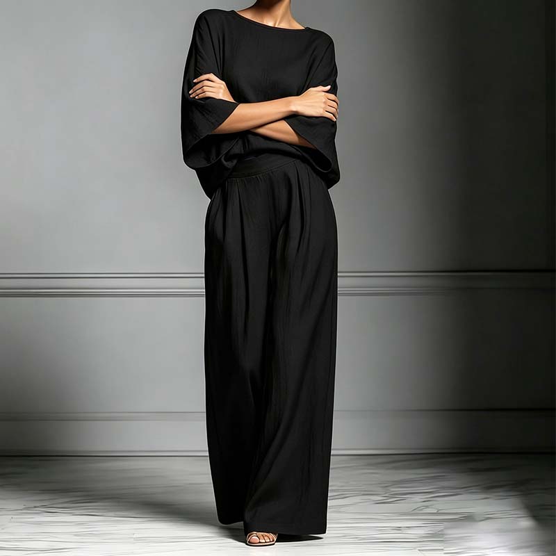 🌸 50% OFF NOW! 🌸Women's Two-Piece Loose Fit Top and Wide-Leg Pants Set
