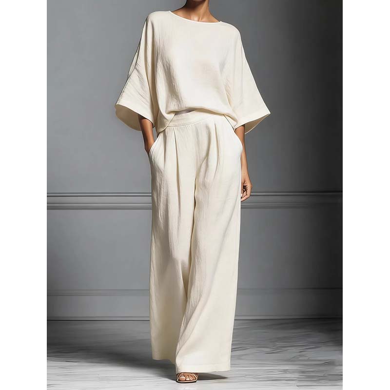 🌸 50% OFF NOW! 🌸Women's Two-Piece Loose Fit Top and Wide-Leg Pants Set