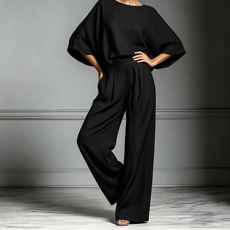 🌸 50% OFF NOW! 🌸Women's Two-Piece Loose Fit Top and Wide-Leg Pants Set
