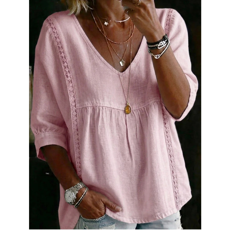 🌸 50% OFF NOW! 🌸Women's Casual V-Neck Lace Trim Top