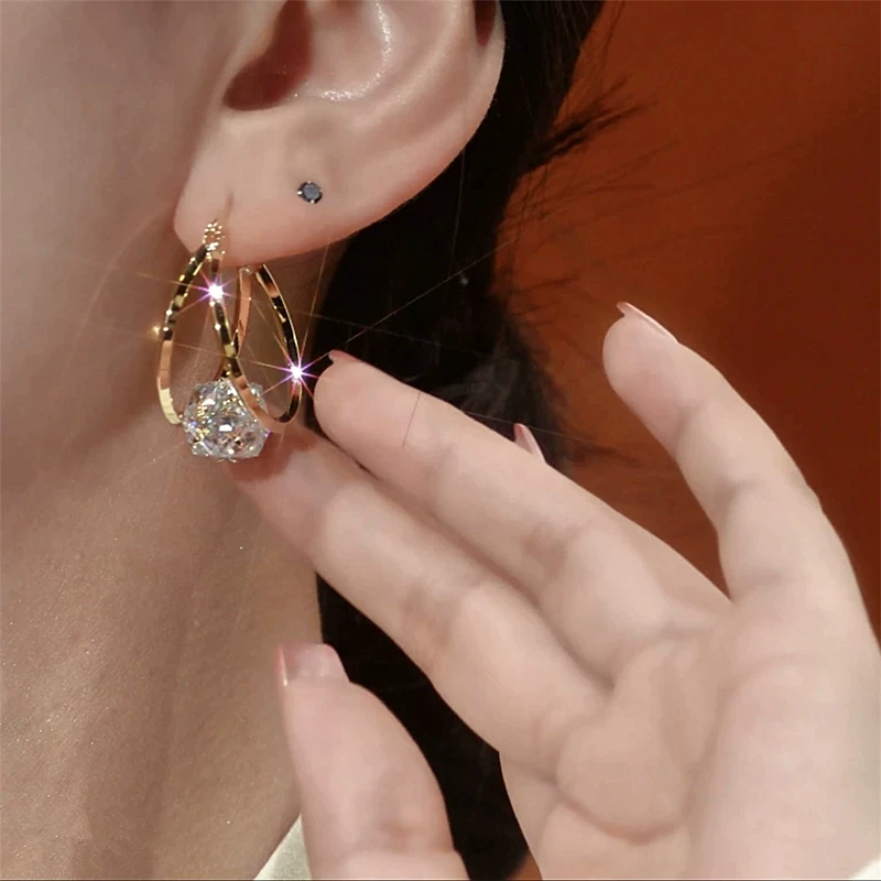 🌸 50% OFF NOW! 🌸Double Hoop Sparkling Zirconia Ball Earrings