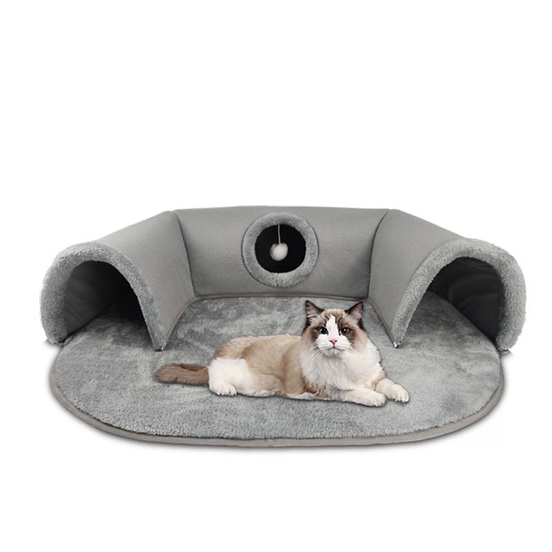 📢📢40% OFF !! ⏰Plush 2-in-1 Cat Tunnel Bed