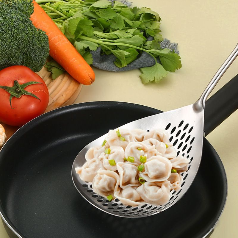 🥄 50% OFF NOW! 🍟 Stainless Steel Skimmer Spoon – Fast draining, heat-safe & versatile – Perfect for frying, soups & pasta 🍳
