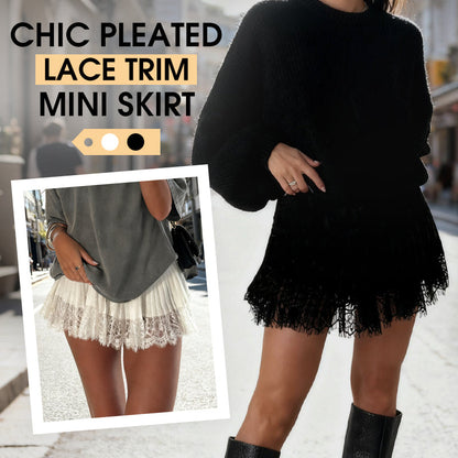 🎁2026 New Arrivals 50% OFF💥Chic Pleated Lace Trim Mini Skirt