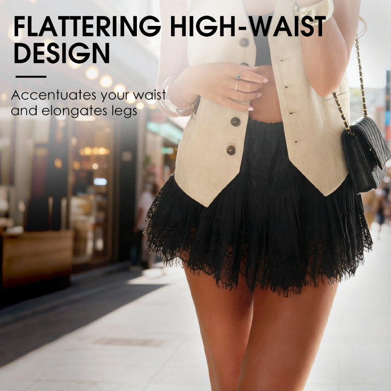 🎁2026 New Arrivals 50% OFF💥Chic Pleated Lace Trim Mini Skirt