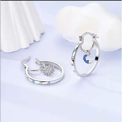 🌙 Celestial Sun & Moon Hoops – Layered, Symbolic, Hypoallergenic ✨