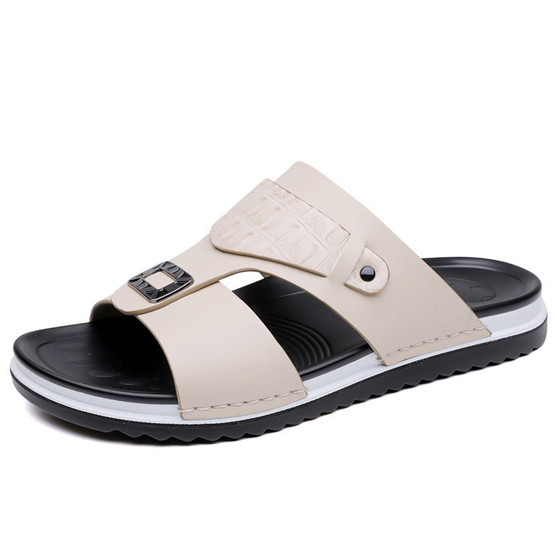 👞 50% OFF! 💫 Men's faux leather slip-on sandals – Breathable mesh & non-slip sole – Comfortable fit, perfect for summer, the beach, or everyday walks 🏖️
