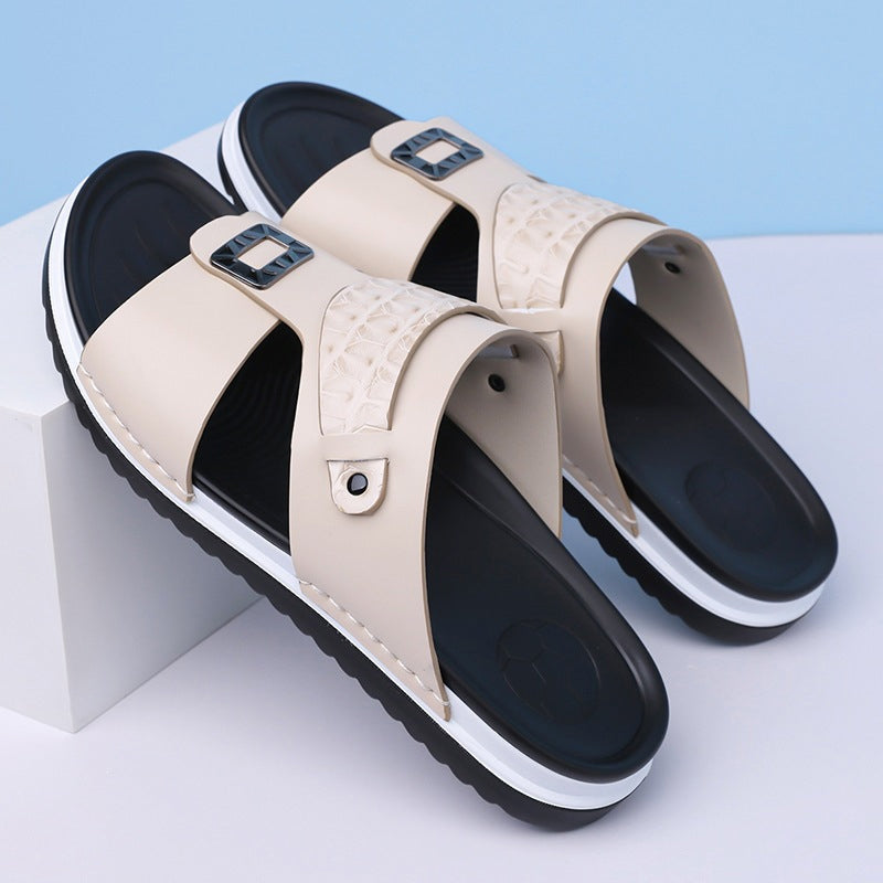 👞 50% OFF! 💫 Men's faux leather slip-on sandals – Breathable mesh & non-slip sole – Comfortable fit, perfect for summer, the beach, or everyday walks 🏖️