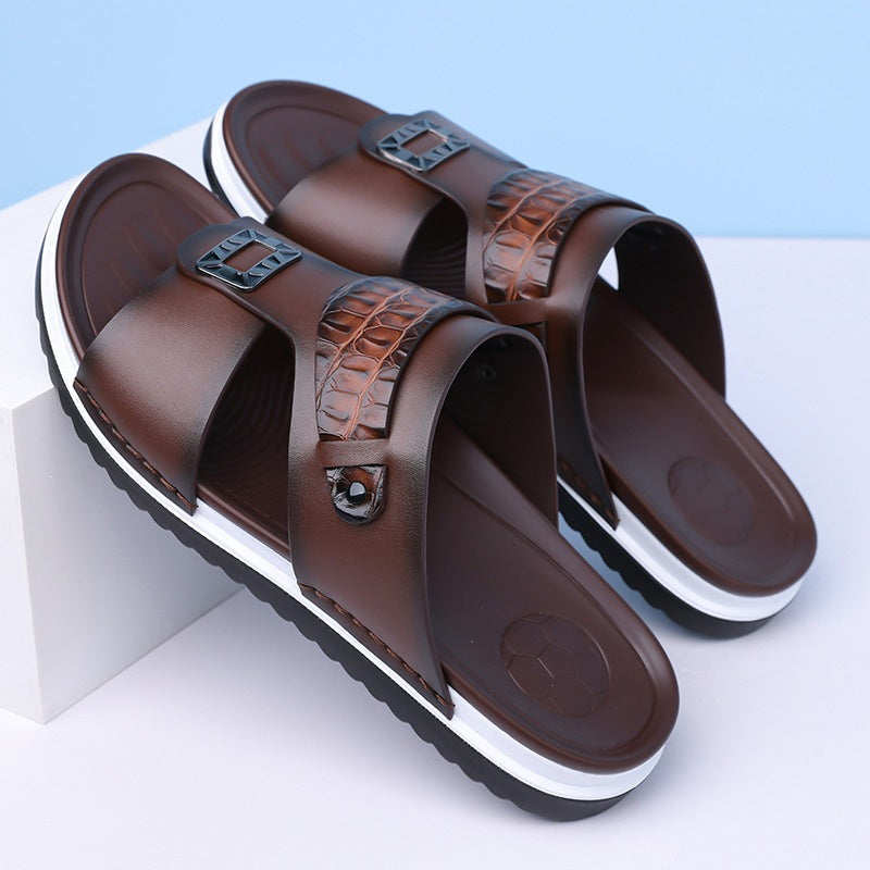 👞 50% OFF! 💫 Men's faux leather slip-on sandals – Breathable mesh & non-slip sole – Comfortable fit, perfect for summer, the beach, or everyday walks 🏖️