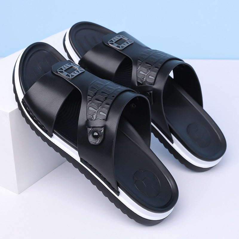 👞 50% OFF! 💫 Men's faux leather slip-on sandals – Breathable mesh & non-slip sole – Comfortable fit, perfect for summer, the beach, or everyday walks 🏖️