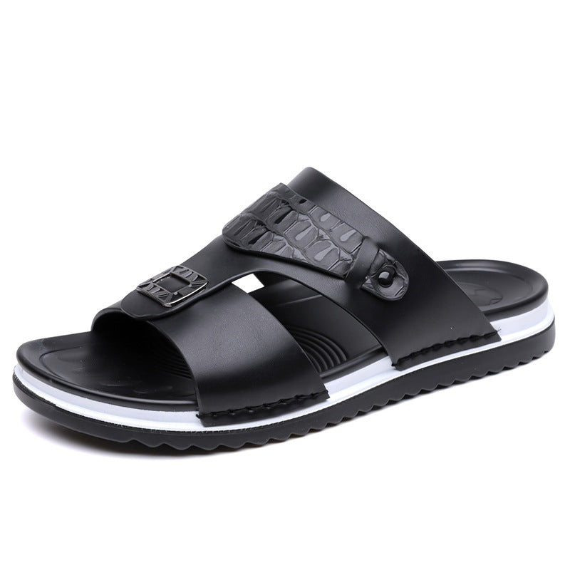👞 50% OFF! 💫 Men's faux leather slip-on sandals – Breathable mesh & non-slip sole – Comfortable fit, perfect for summer, the beach, or everyday walks 🏖️