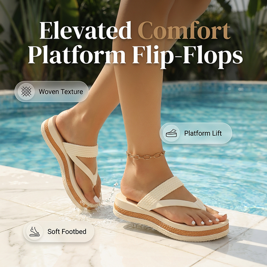 👡 50% OFF NOW! 🌸 Premium Platform Flip-Flops | Chic Woven Strap Summer Sandals | Thick Sole & Cushioned Footbed Beach Footwear