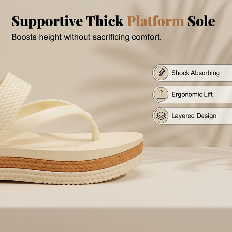 👡 50% OFF NOW! 🌸 Premium Platform Flip-Flops | Chic Woven Strap Summer Sandals | Thick Sole & Cushioned Footbed Beach Footwear
