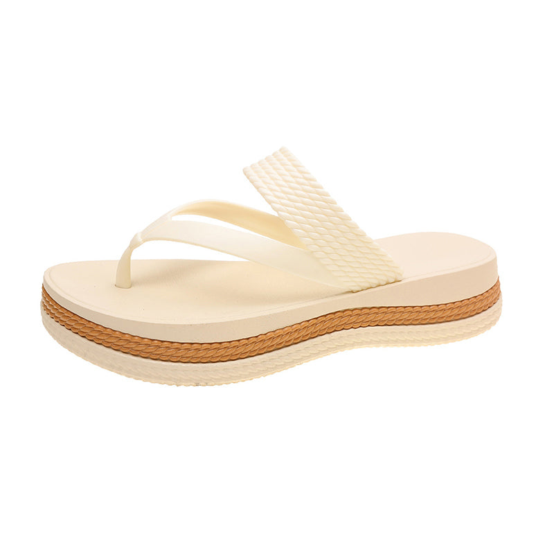 👡 50% OFF NOW! 🌸 Premium Platform Flip-Flops | Chic Woven Strap Summer Sandals | Thick Sole & Cushioned Footbed Beach Footwear