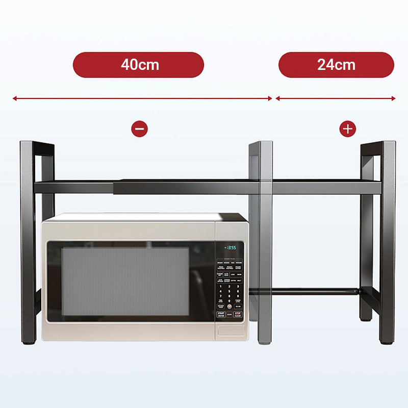 🍳✨Expandable Microwave Countertop Rack with Adjustable Shelf & Hooks🧰