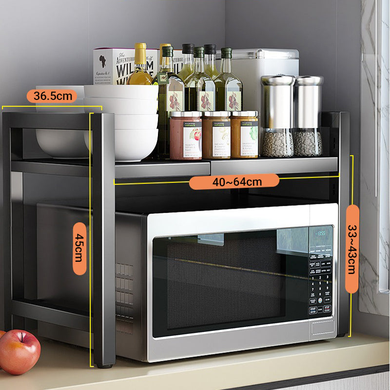 🍳✨Expandable Microwave Countertop Rack with Adjustable Shelf & Hooks🧰