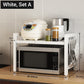 🧰Expandable Microwave Rack – Adjustable, 75kg Capacity, Hooks Included