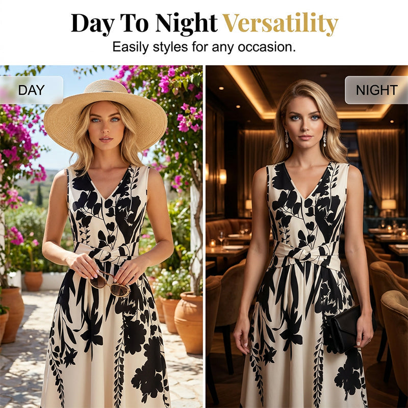 ☀️ Summer Sale 50% OFF 👗 Floral Print Maxi Dress – Chic V-Neck, Defined Waist & Effortless Everyday Elegance 🌼