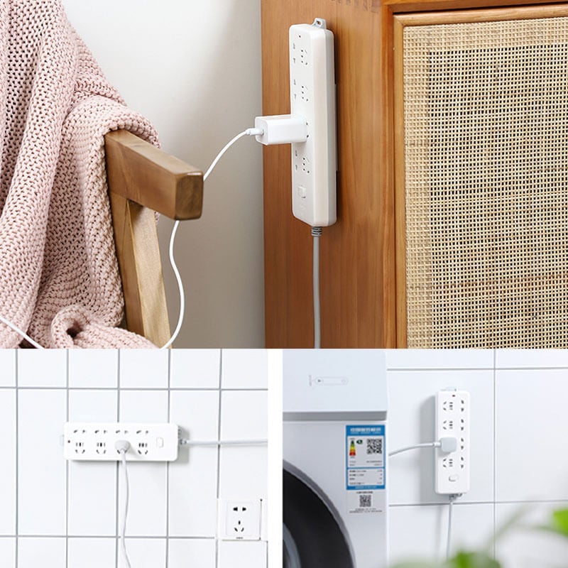 No-Trace Self-Adhesive Power Strip Holder | Punch-Free, Reusable, 8-Pack