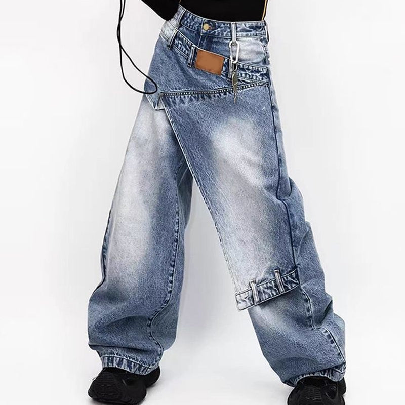 🎁New Arrival 50% OFF💥Women's Asymmetrical Waist Wide-Leg Denim Jeans