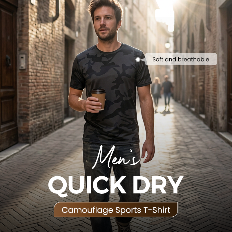 🏃‍♂️ 30% OFF NOW! 🌲 Men's Quick Dry Camo Sports T-Shirt – Moisture Wicking & Active Fit – Train in Style 💪