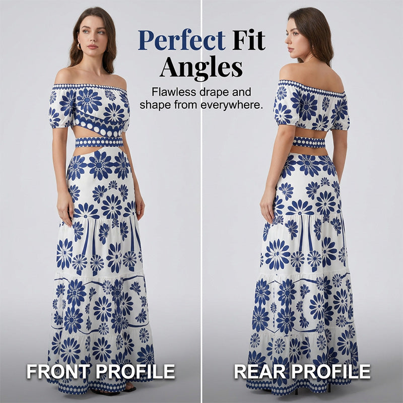 🌺 LIMITED-TIME 50% OFF! 💥 Women's Off-Shoulder Midi Dress – Daisy Print, Waist Cutout & Flattering Flowy Fit – Tropical Chic 💃