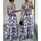 🌺 LIMITED-TIME 50% OFF! 💥 Women's Off-Shoulder Midi Dress – Daisy Print, Waist Cutout & Flattering Flowy Fit – Tropical Chic 💃