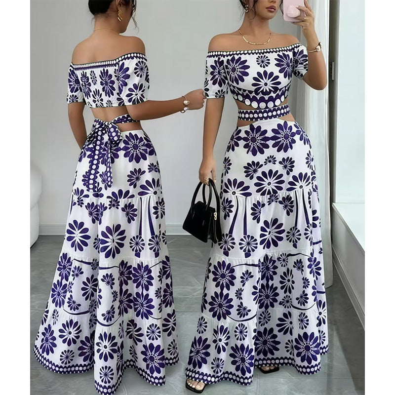 🌺 LIMITED-TIME 50% OFF! 💥 Women's Off-Shoulder Midi Dress – Daisy Print, Waist Cutout & Flattering Flowy Fit – Tropical Chic 💃