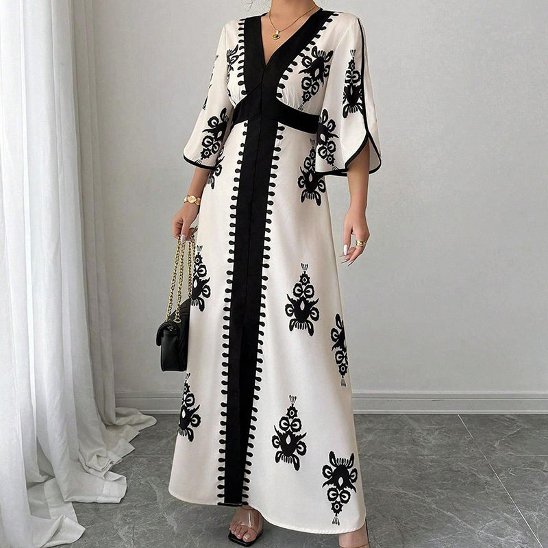 👗Women's Elegant V-Neck Print Maxi Dress– Elegant, Flattering & Effortlessly Chic ✨