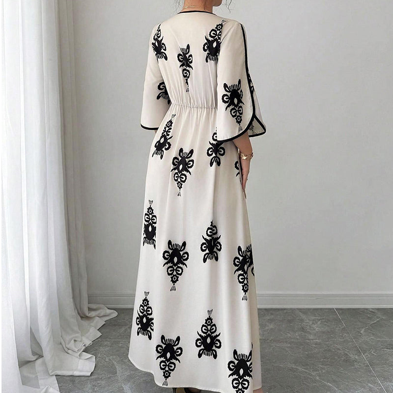 👗Women's Elegant V-Neck Print Maxi Dress– Elegant, Flattering & Effortlessly Chic ✨