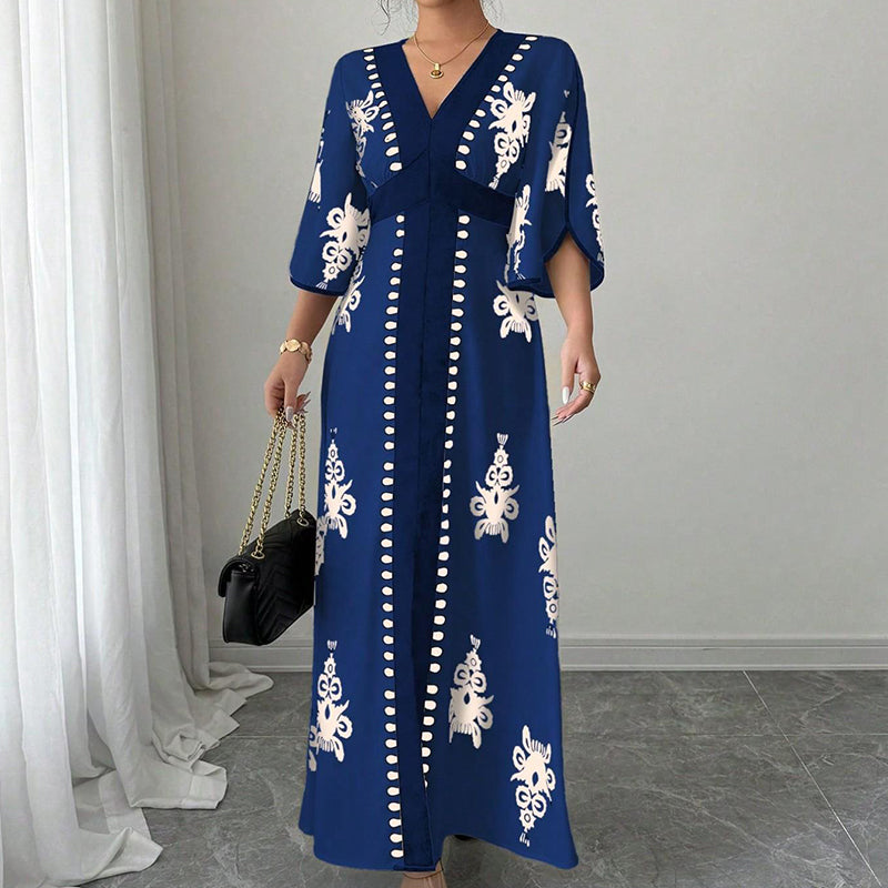 👗Women's Elegant V-Neck Print Maxi Dress– Elegant, Flattering & Effortlessly Chic ✨