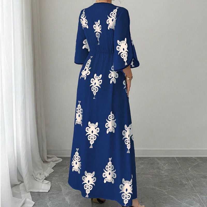👗Women's Elegant V-Neck Print Maxi Dress– Elegant, Flattering & Effortlessly Chic ✨